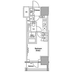 ザ・パークハビオ麻布十番 1Kの間取図画像