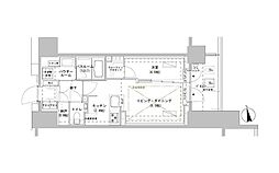パークスフイア牛込神楽坂 1LDKの間取図画像