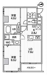 中野区上高田2丁目マンション 2LDKの間取図画像