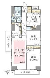 Brilliaist東雲キャナルコート 2SLDKの間取図画像
