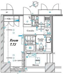 ザ・タワー芝浦 1Kの間取図画像