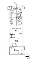 ベルファース品川大井町 1DKの間取図画像