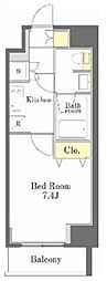 Dimus勝どき 1Kの間取図画像