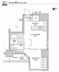 プラウドフラット浅草雷門 1LDKの間取図画像