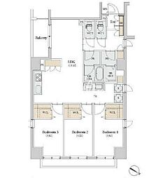カスタリア人形町3 3LDKの間取図画像