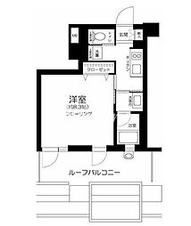 ZOOM白金高輪 1Kの間取図画像