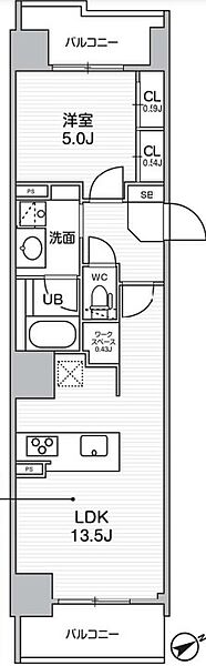 東京都品川区荏原４丁目(賃貸マンション1LDK・8階・43.24㎡)の写真 その2