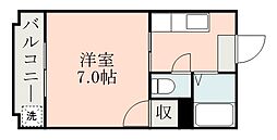 鹿児島市電2系統 神田(交通局前)駅 徒歩12分の賃貸マンション 3階1Kの間取り