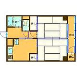 鹿児島市電2系統 市役所前駅 市役所前下車 徒歩1分の賃貸マンション 3階2DKの間取り