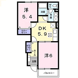 リバーサイドT・J 2DKの間取図画像
