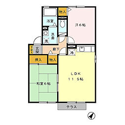 肥薩おれんじ鉄道 上川内駅 育英小入口バス停下車 徒歩36分の賃貸アパート 1階2LDKの間取り