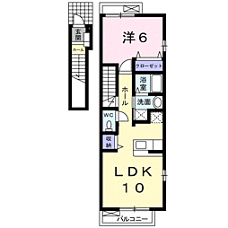 JR鹿児島本線 川内駅 バス13分 育英小入口下車 徒歩4分の賃貸アパート 2階1LDKの間取り