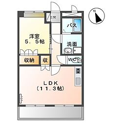 リバーブリーズ・天辰 1LDKの間取図画像