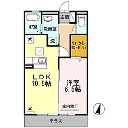 JR鹿児島本線 鹿児島中央駅 山田下車 徒歩30分の賃貸アパート 1階1LDKの間取り