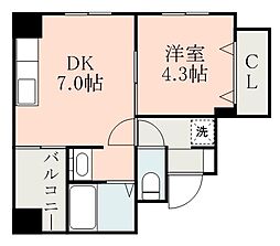 鹿児島市電1系統 新屋敷駅 南林寺下車 徒歩12分の賃貸マンション 3階1DKの間取り