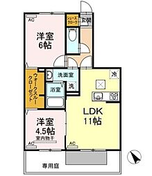 JR鹿児島本線 川内駅 徒歩13分の賃貸アパート 1階2LDKの間取り