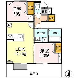 JR鹿児島本線 川内駅 鹿児島交通下車 徒歩21分の賃貸アパート 1階2LDKの間取り