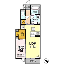 肥薩おれんじ鉄道 上川内駅 南国交通　暮橋バス停下車 徒歩19分の賃貸アパート 1階1LDKの間取り