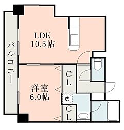 鹿児島市電1系統 二中通駅 徒歩4分の賃貸マンション 1階1LDKの間取り