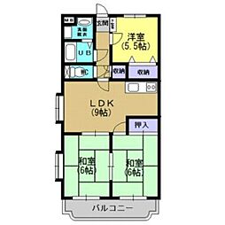 JR鹿児島本線 川内駅 徒歩28分の賃貸マンション 3階3DKの間取り