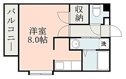 鹿児島市電1系統 荒田八幡駅 二中通り下車 徒歩3分の賃貸マンション 3階ワンルームの間取り