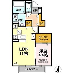 JR鹿児島本線 串木野駅 徒歩7分の賃貸アパート 1階1LDKの間取り