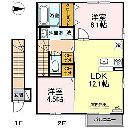 ルーチェデルソレ 2LDKの間取図画像