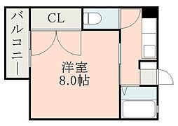 鹿児島市電2系統 加治屋町駅 徒歩3分の賃貸マンション 4階1Kの間取り
