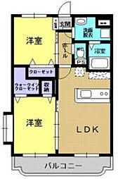 JR鹿児島本線 広木駅 刈敷下車 4.4kmの賃貸マンション 3階2LDKの間取り