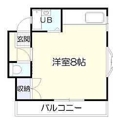 鹿児島市電1系統 騎射場駅 徒歩7分の賃貸マンション 3階ワンルームの間取り