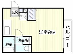 鹿児島市電1系統 騎射場駅 徒歩3分の賃貸マンション 1階ワンルームの間取り