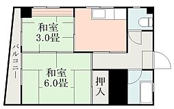 鹿児島市電1系統 二中通駅 徒歩3分の賃貸マンション 3階2Kの間取り