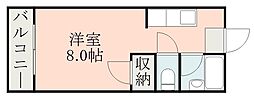 鹿児島市電1系統 武之橋駅 徒歩5分の賃貸マンション 4階ワンルームの間取り