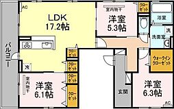 鹿児島市電1系統 騎射場駅 水産学部前下車 徒歩7分の賃貸アパート 2階3LDKの間取り