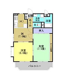 ガーデンハウス 2DKの間取図画像
