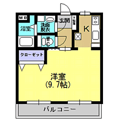セラ・キューブ 1Kの間取図画像