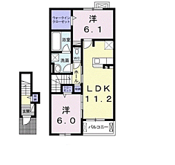 JR指宿枕崎線 指宿駅 徒歩15分の賃貸アパート 2階2LDKの間取り
