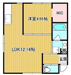 鹿児島市電2系統 唐湊駅 徒歩29分の賃貸アパート 1階1LDKの間取り