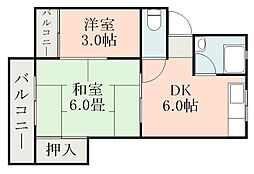 荒木ハイツ 2DKの間取図画像