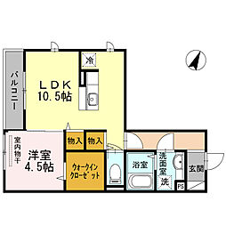 鹿児島市電1系統 騎射場駅 徒歩6分の賃貸アパート 3階1LDKの間取り