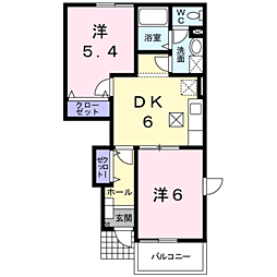 リュミエールヒルズ 2DKの間取図画像