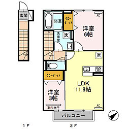アクセラレータ 2LDKの間取図画像