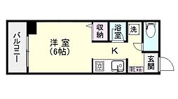 鹿児島市電1系統 新屋敷駅 徒歩6分の賃貸マンション 5階1Kの間取り