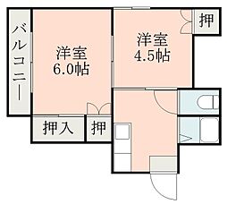 JR指宿枕崎線 郡元駅 徒歩23分の賃貸マンション 3階2Kの間取り