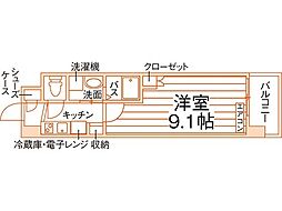 JR指宿枕崎線 谷山駅 徒歩9分の賃貸マンション 2階1Kの間取り