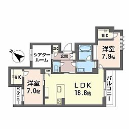 JR鹿児島本線 鹿児島駅 徒歩6分の賃貸マンション 3階2SLDKの間取り