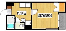 JR鹿児島本線 鹿児島中央駅 徒歩8分の賃貸マンション 3階1Kの間取り