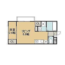 JR指宿枕崎線 谷山駅 徒歩8分の賃貸マンション 1階1LDKの間取り
