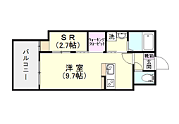 鹿児島市電2系統 加治屋町駅 徒歩1分の賃貸マンション 10階ワンルームの間取り