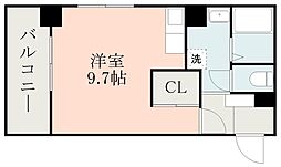 鹿児島市電2系統 高見馬場駅 徒歩2分の賃貸マンション 5階ワンルームの間取り